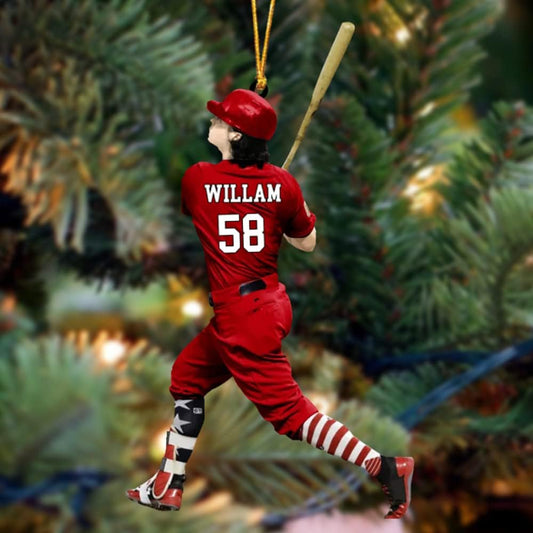 Personalized Baseball Christmas Ornament – Custom Name Acrylic Ornament, Sports Holiday TH44