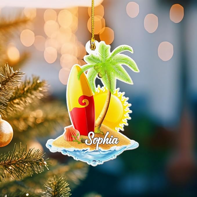 Personalized Surfboard Christmas Ornament - Surfing Tree Decoration Gift for Surfers LL7