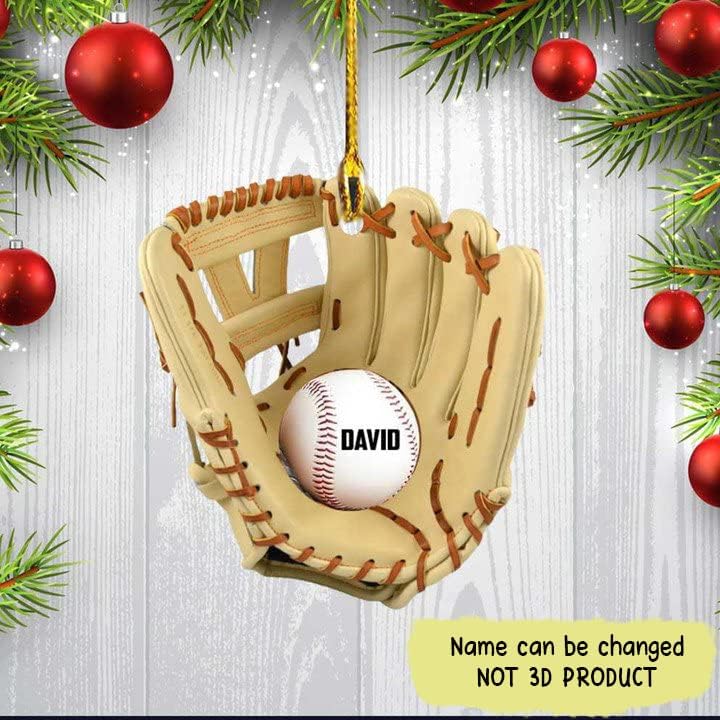 Personalized Baseball Christmas Ornament – Custom Name Acrylic Ornament, Sports Holiday TH42