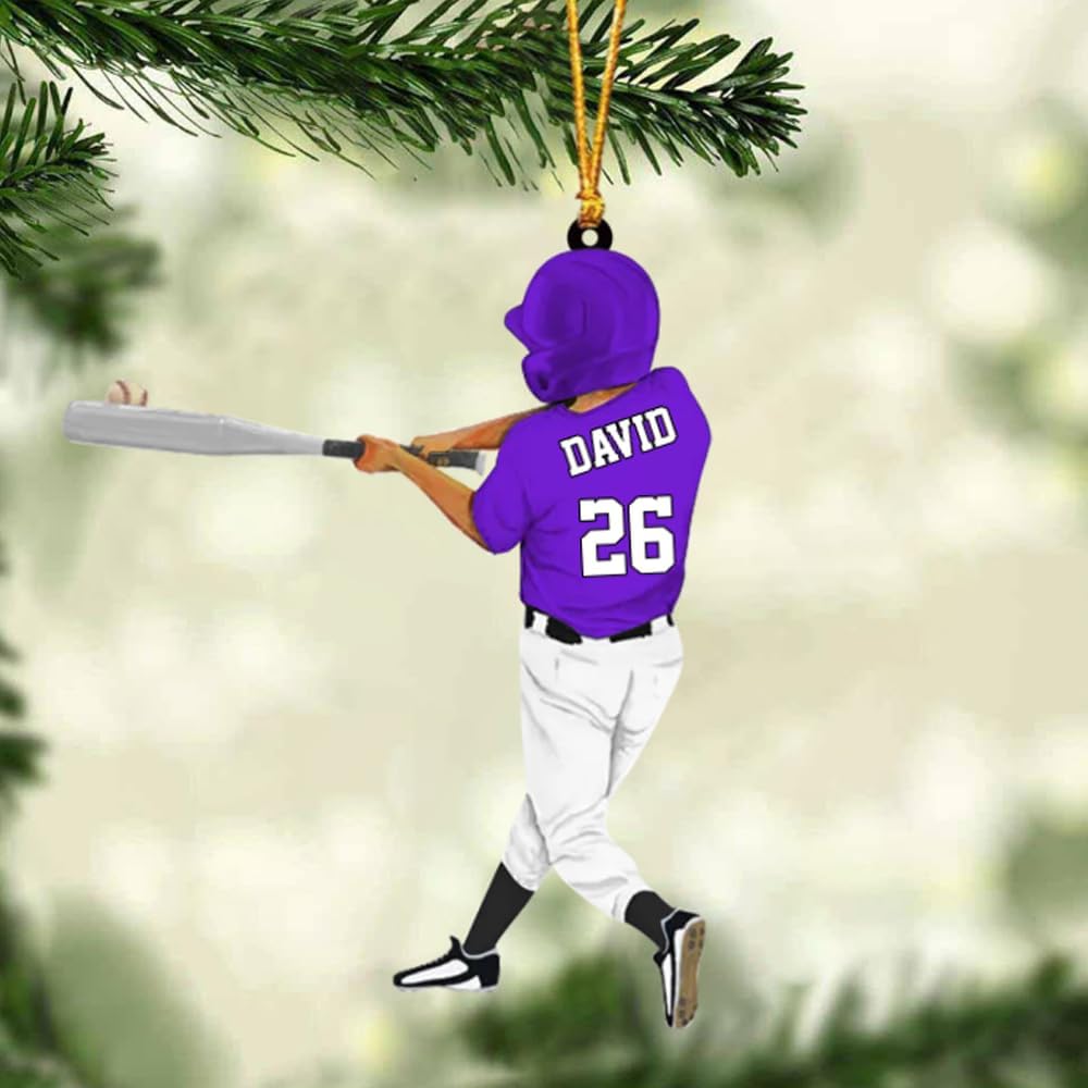 Personalized Baseball Christmas Ornament – Custom Name Acrylic Ornament, Sports Holiday Decoration, Baseball Player Gift TH31