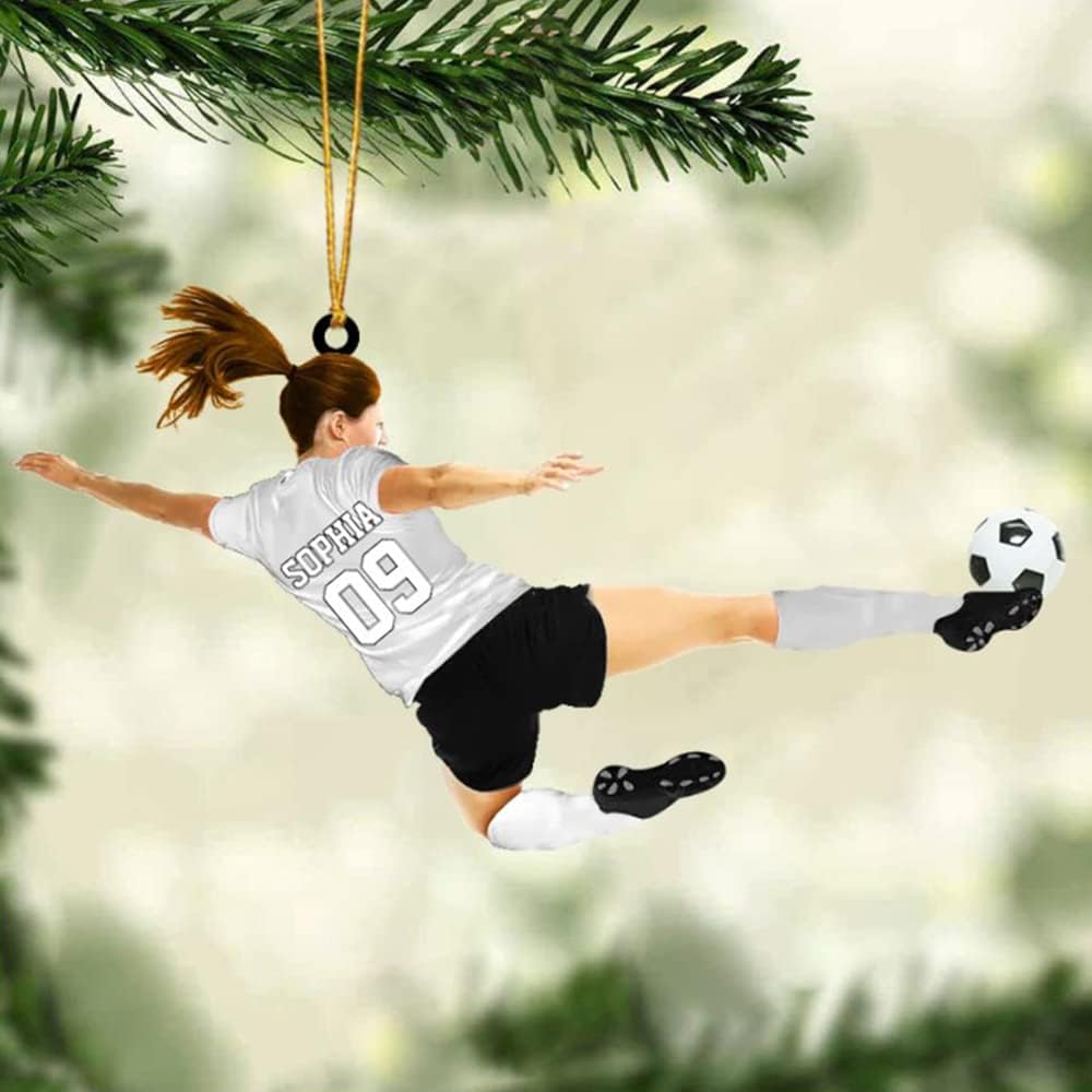 Personalized Soccer Christmas Ornament, Great Gift Idea for Soccer Lovers & Fans C06