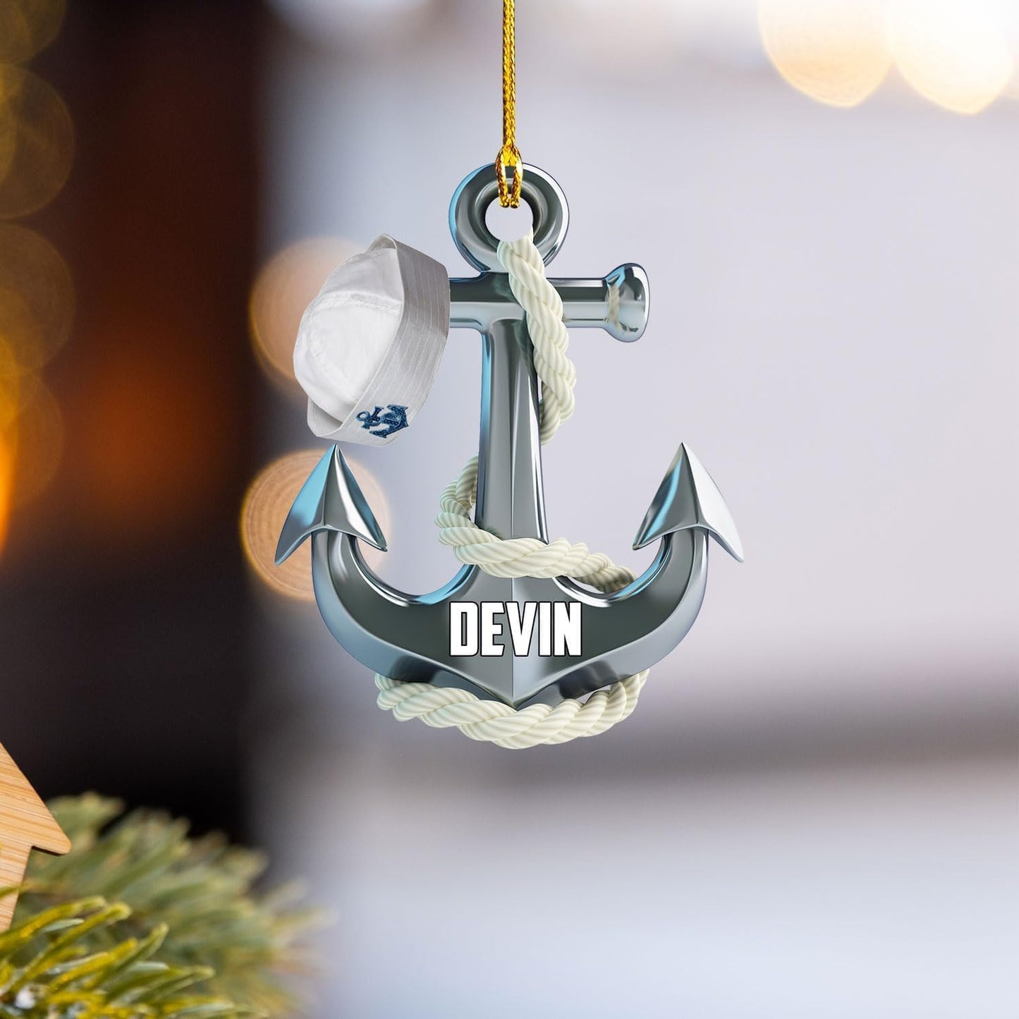 Custom Name Sailor Ornament – Personalized Captain Acrylic Sailing Ornament, Nautical Christmas Tree Decoration for Navy Lovers TS26