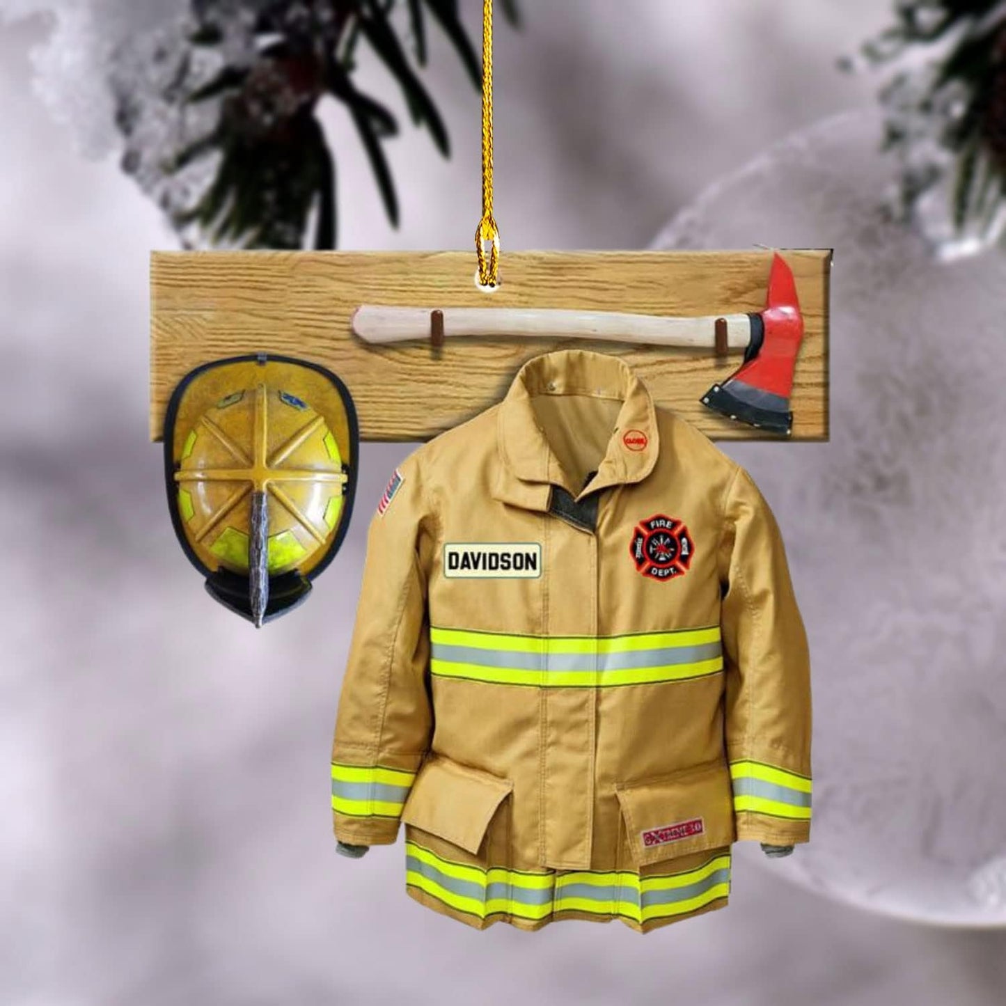 Personalized Firefighter Uniform Christmas Ornament Style 2