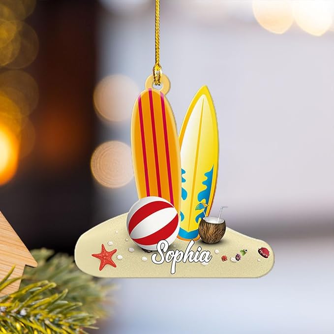 Personalized Surfboard Ornament - Ornament Gift For Surf Lovers LL3
