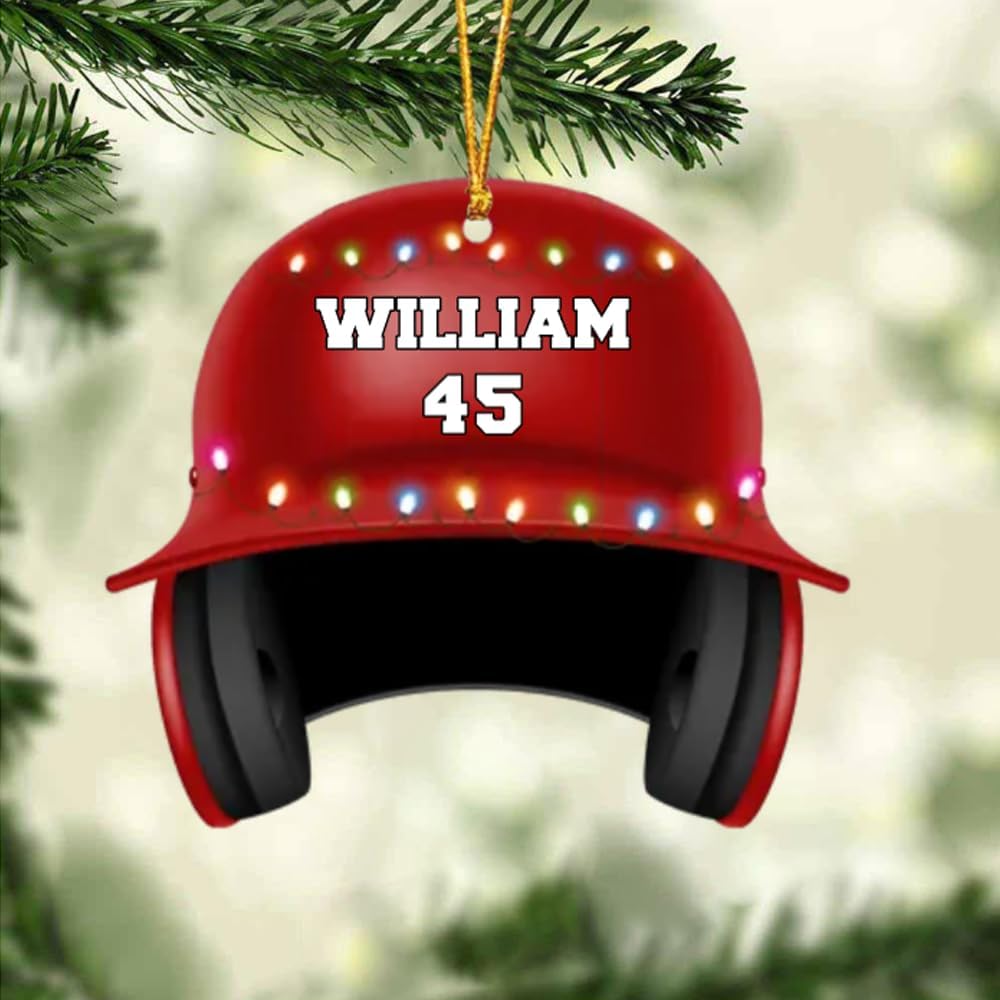 Personalized Baseball Christmas Ornament – Custom Name Acrylic Ornament, Sports Holiday TH39