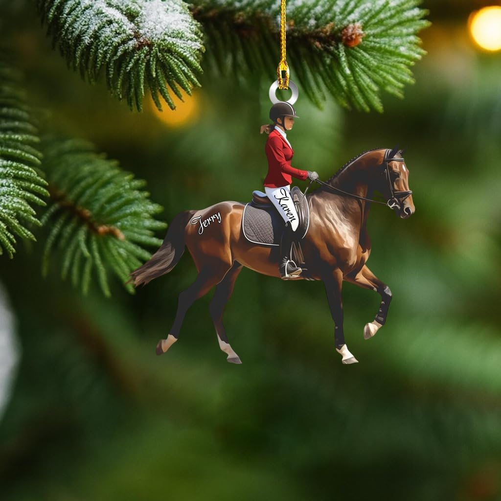 Personalized Equestrian Christmas Ornament | Custom Horse Rider Holiday Tree Decoration Gift for Cowboy & Cowgirl Riders THH5