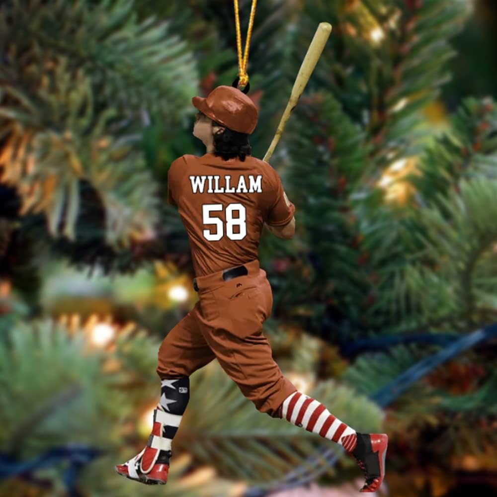 Personalized Baseball Christmas Ornament – Custom Name Acrylic Ornament, Sports Holiday TH44