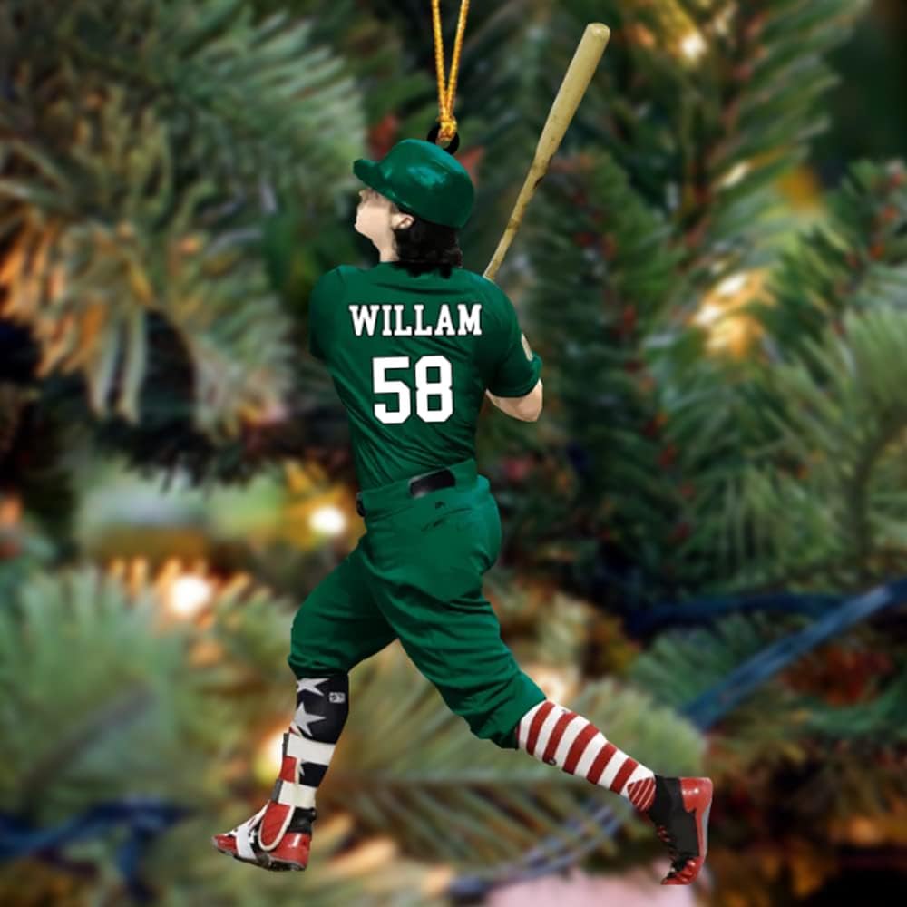 Personalized Baseball Christmas Ornament – Custom Name Acrylic Ornament, Sports Holiday TH44
