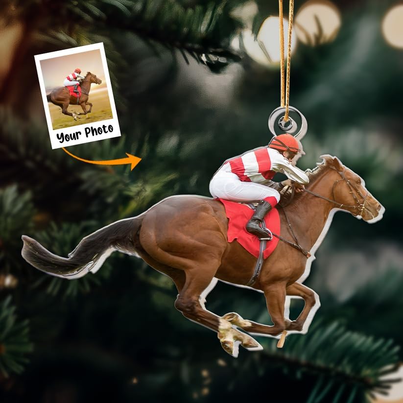 Custom Photo Horse Show Jumping Girl Acrylic Ornament, Custom Equestrian Girl Christmas Ornament, Horseback Riding Gift, Horse Riding Holiday Keepsake THH1
