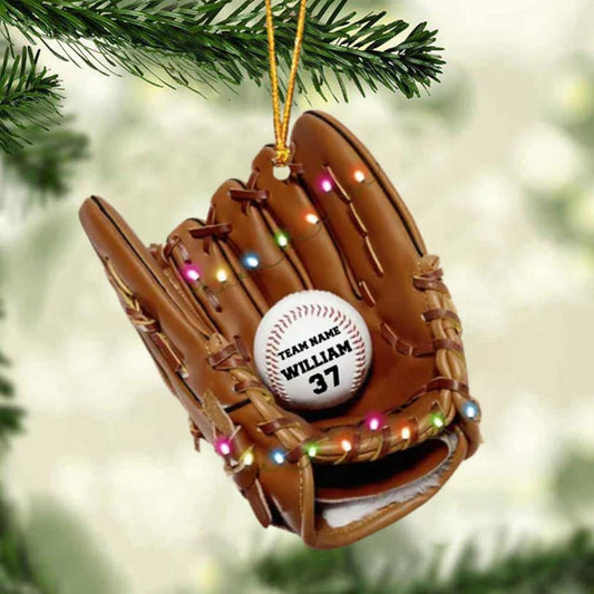 Personalized Baseball Christmas Ornament – Custom Name Acrylic Ornament, Sports Holiday Decoration, Baseball Player Gift TH32