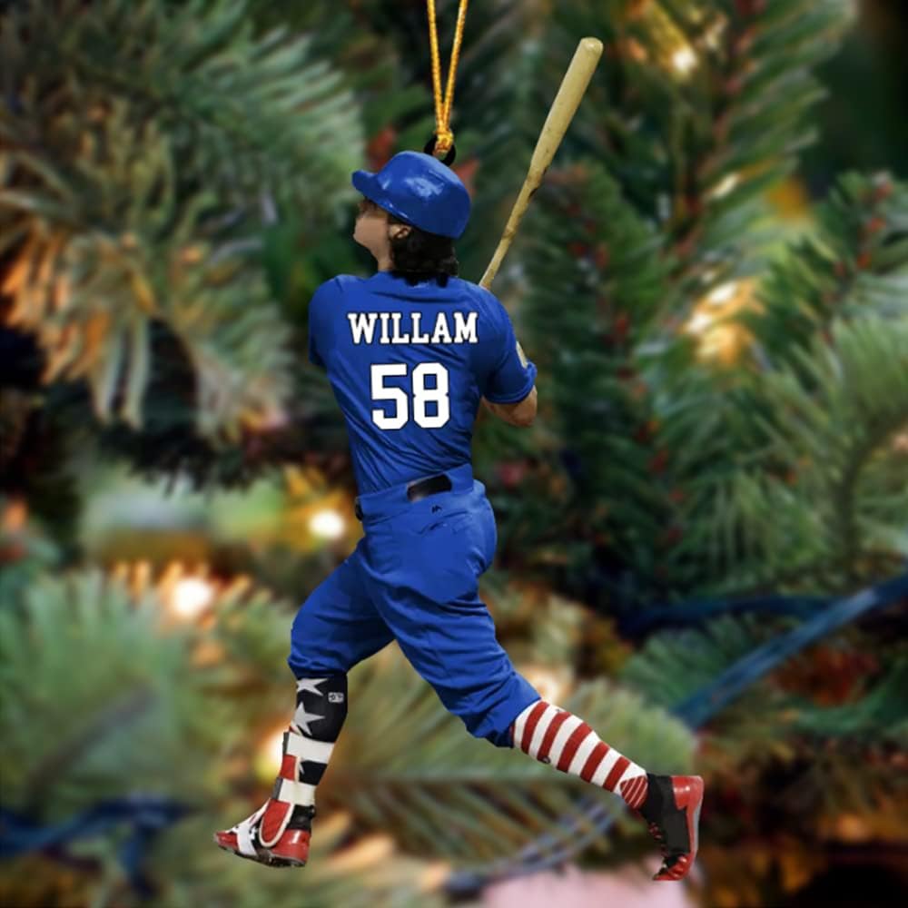 Personalized Baseball Christmas Ornament – Custom Name Acrylic Ornament, Sports Holiday TH44