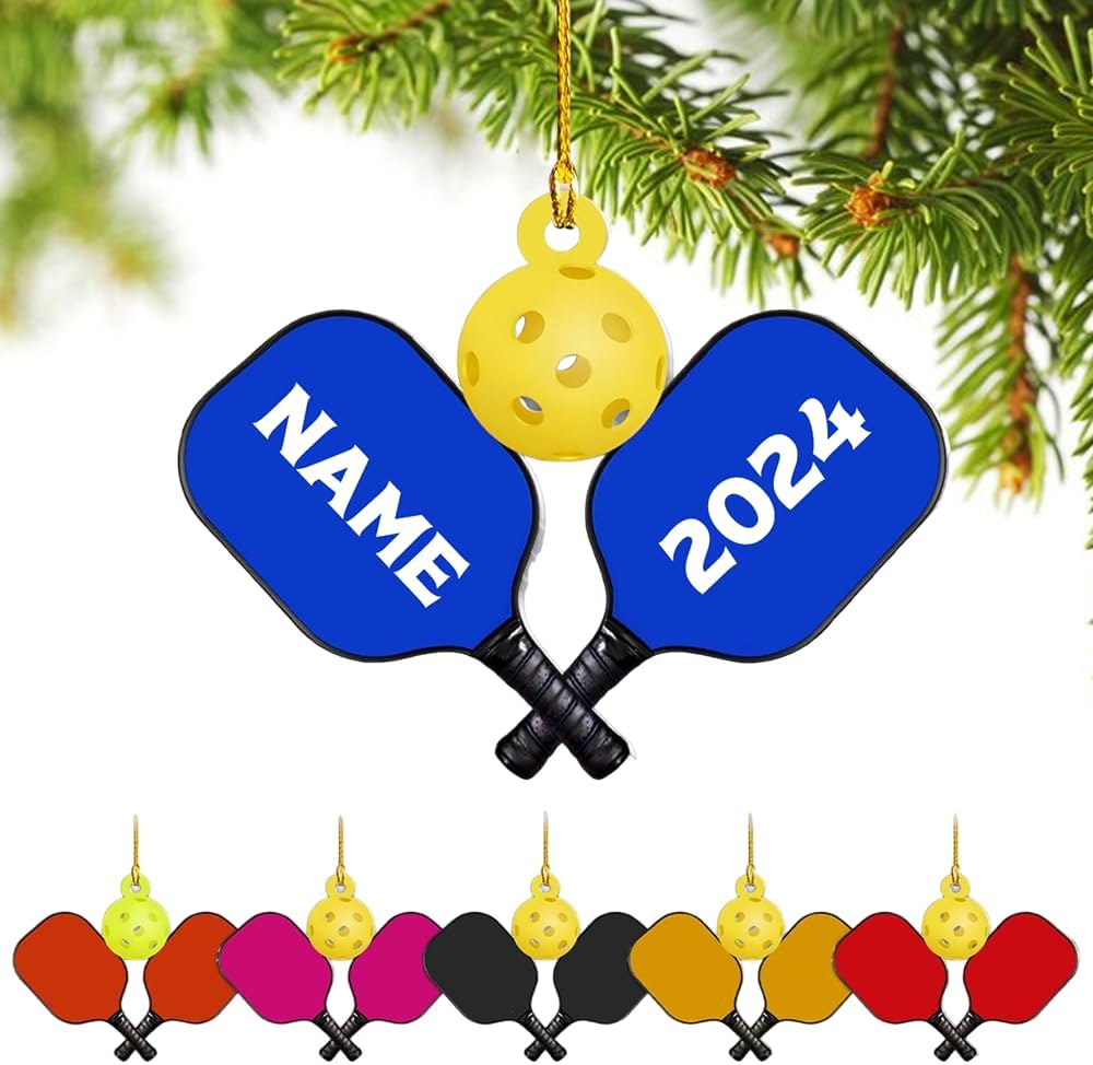 Personalized Pickleball Ornament – Custom Name & Year Paddle and Ball Christmas Ornament 4