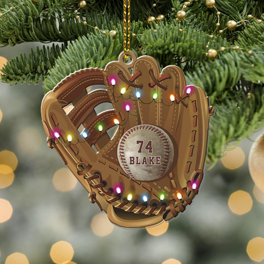 Personalized Baseball Christmas Ornament – Custom Name Acrylic Ornament, Sports Holiday Decoration, Baseball Player Gift TH7