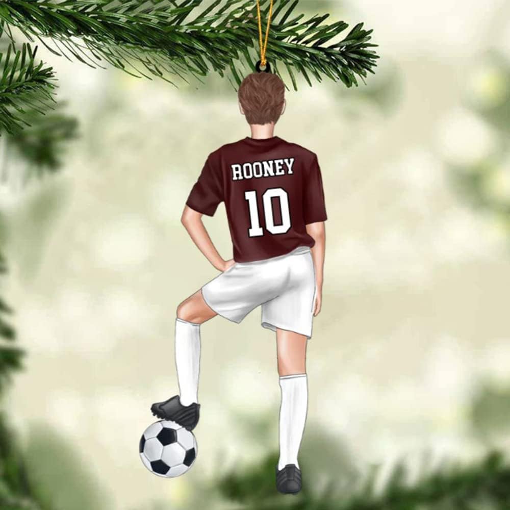 Custom Personalized Girl Soccer Acrylic Ornament, Gift for Soccer Players, Husband, Him, Christmas Tree Decor C06