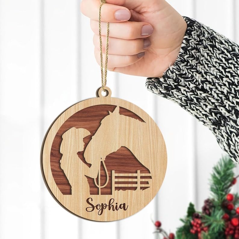 Personalized Horse Show Jumping Girl Ornament 2025 | Equestrian Horse Riding Christmas Keepsake for Female Riders THH4