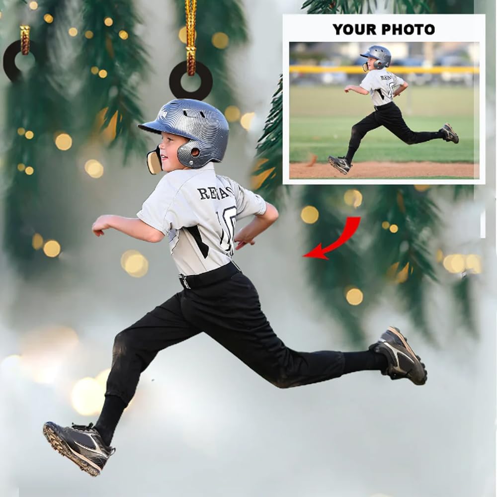Personalized Baseball Christmas Ornament – Custom Name Acrylic Ornament, Sports Holiday Decoration, Baseball Player Gift TH35