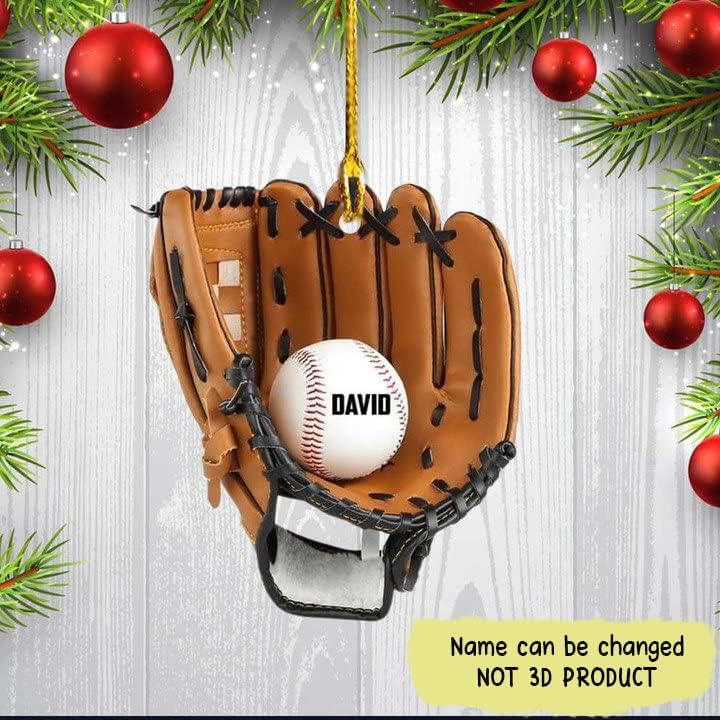 Personalized Baseball Christmas Ornament – Custom Name Acrylic Ornament, Sports Holiday TH41
