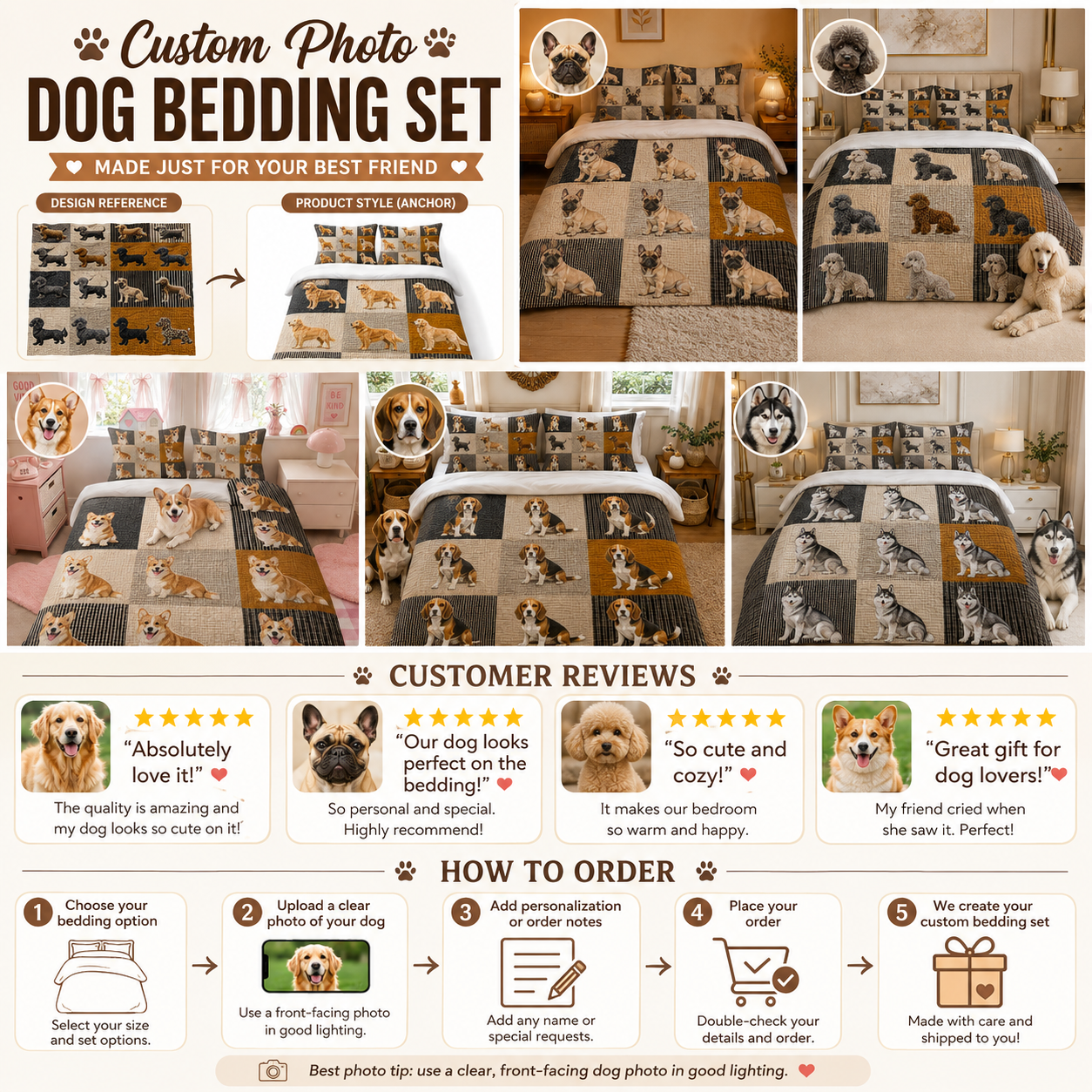 Custom Dog Face Bedding Set, Personalized Pet Portrait Bedroom Decor Gift THUC99