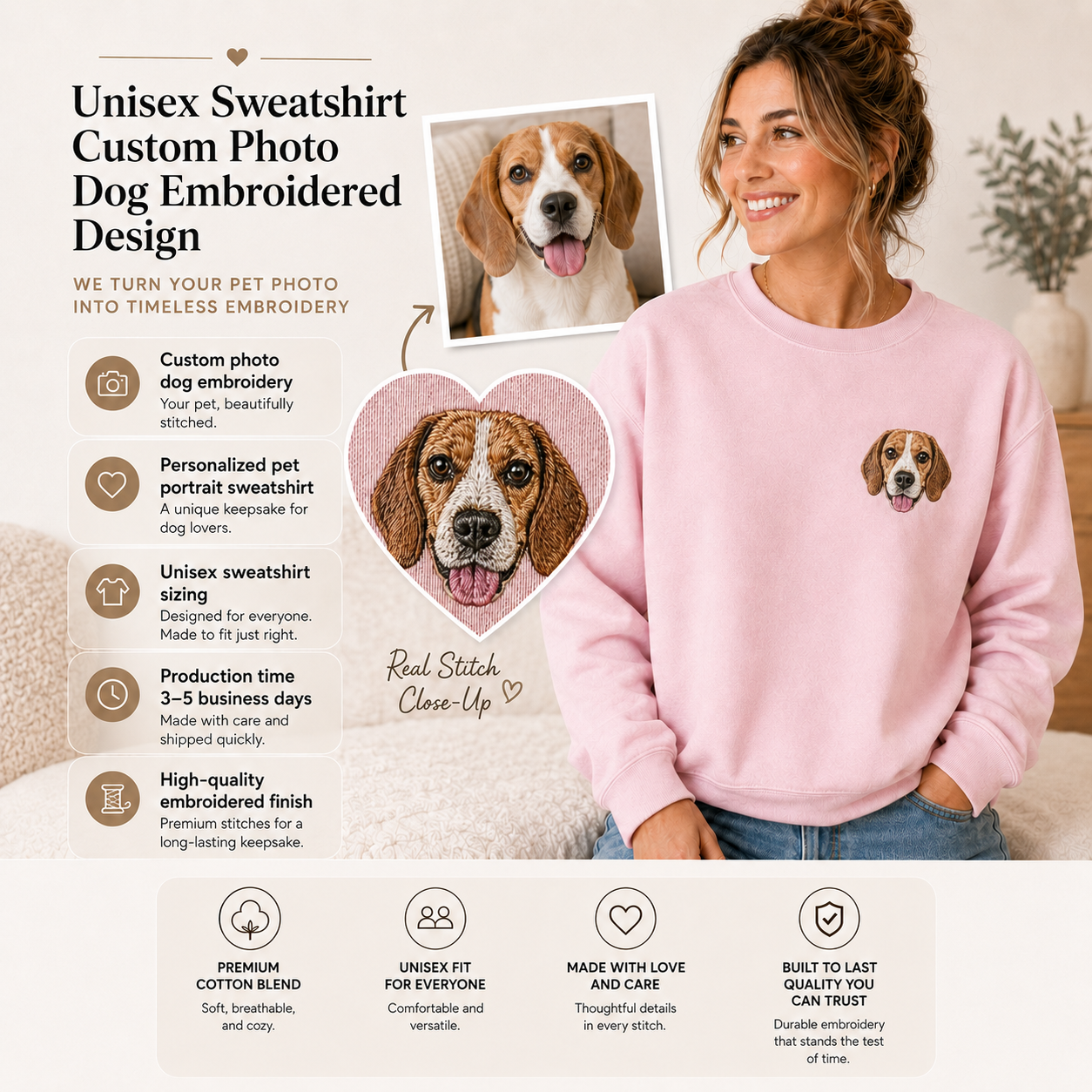 Custom Dog Embroidered Sweatshirt, Personalized Pet Memorial Hoodie THUC99