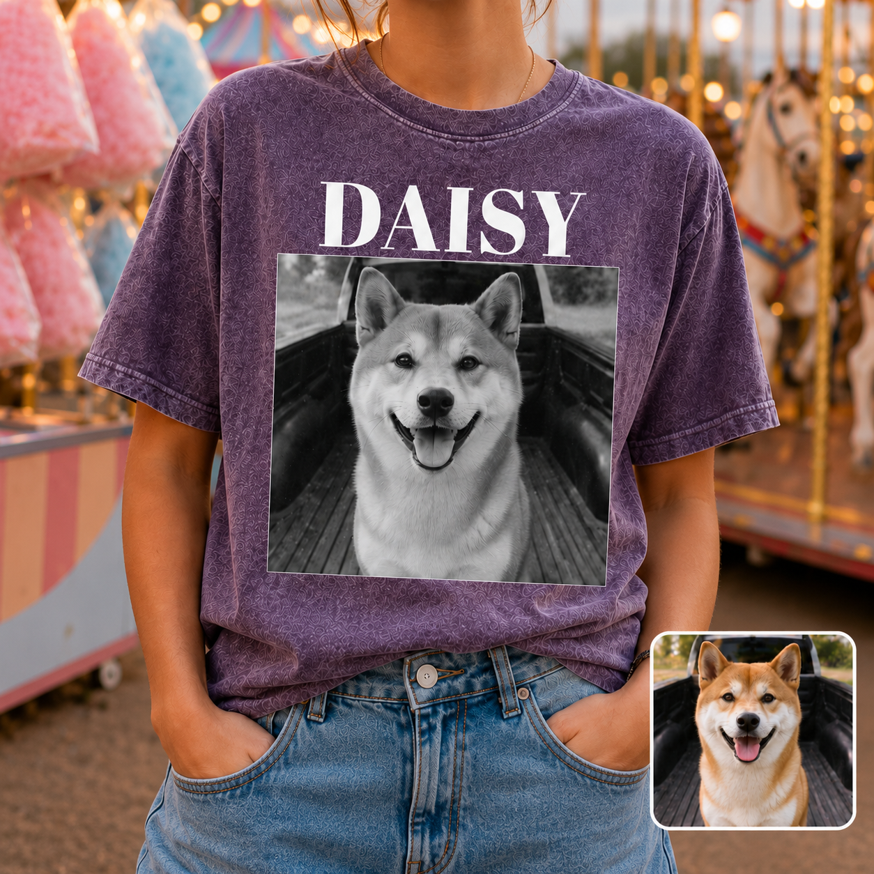 Custom Photo Dog Vintage Wash T-Shirt, Personalized Pet Lover Gift | Dog Lover Shirt THUC99