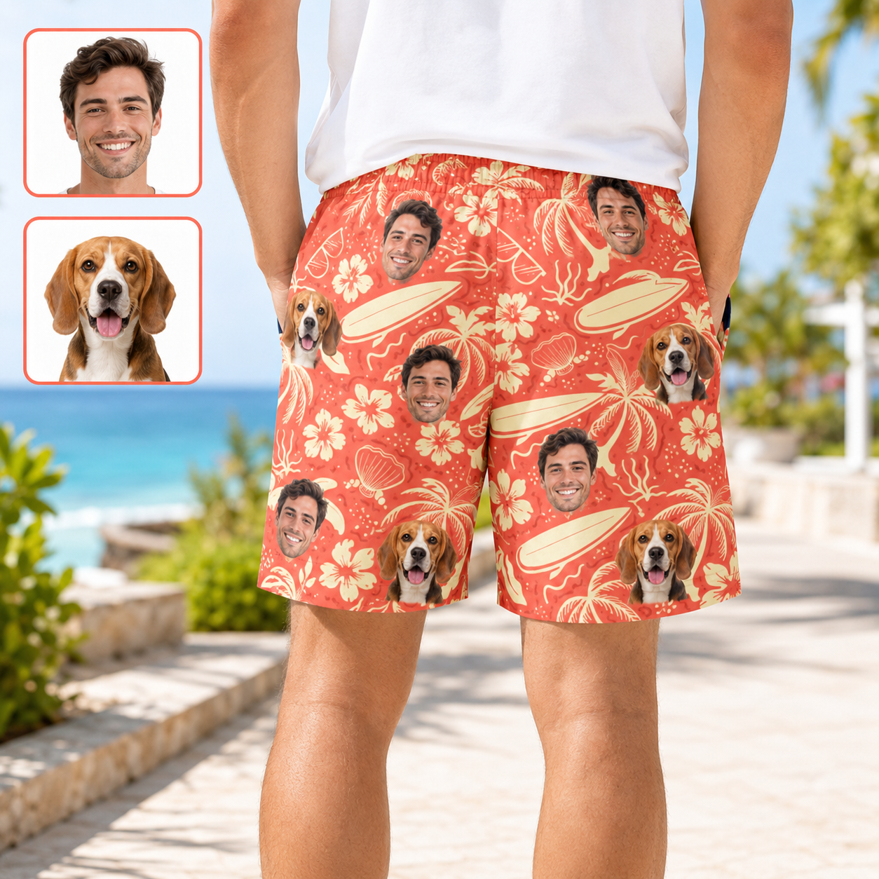 Custom Photo Dog Casual Shorts Personalized Pet Picture Beach Trunks Gift THUC99