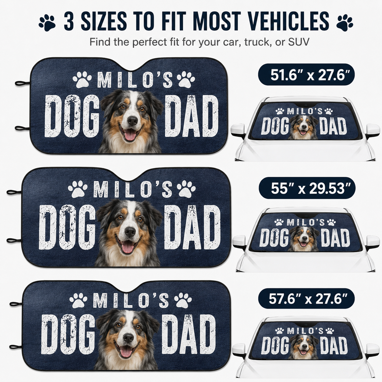 Custom Dog Car Sun Shade, Personalized Pet Photo Dog Mom Gift for Car THUC99
