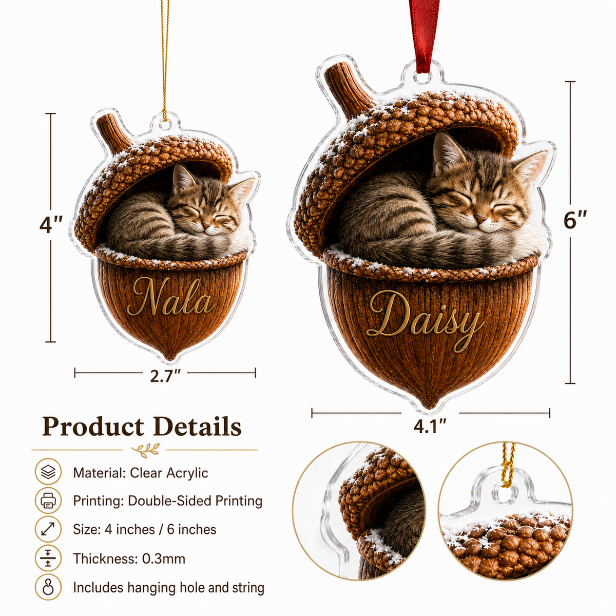 Animal Tree Decor Acrylic Cat