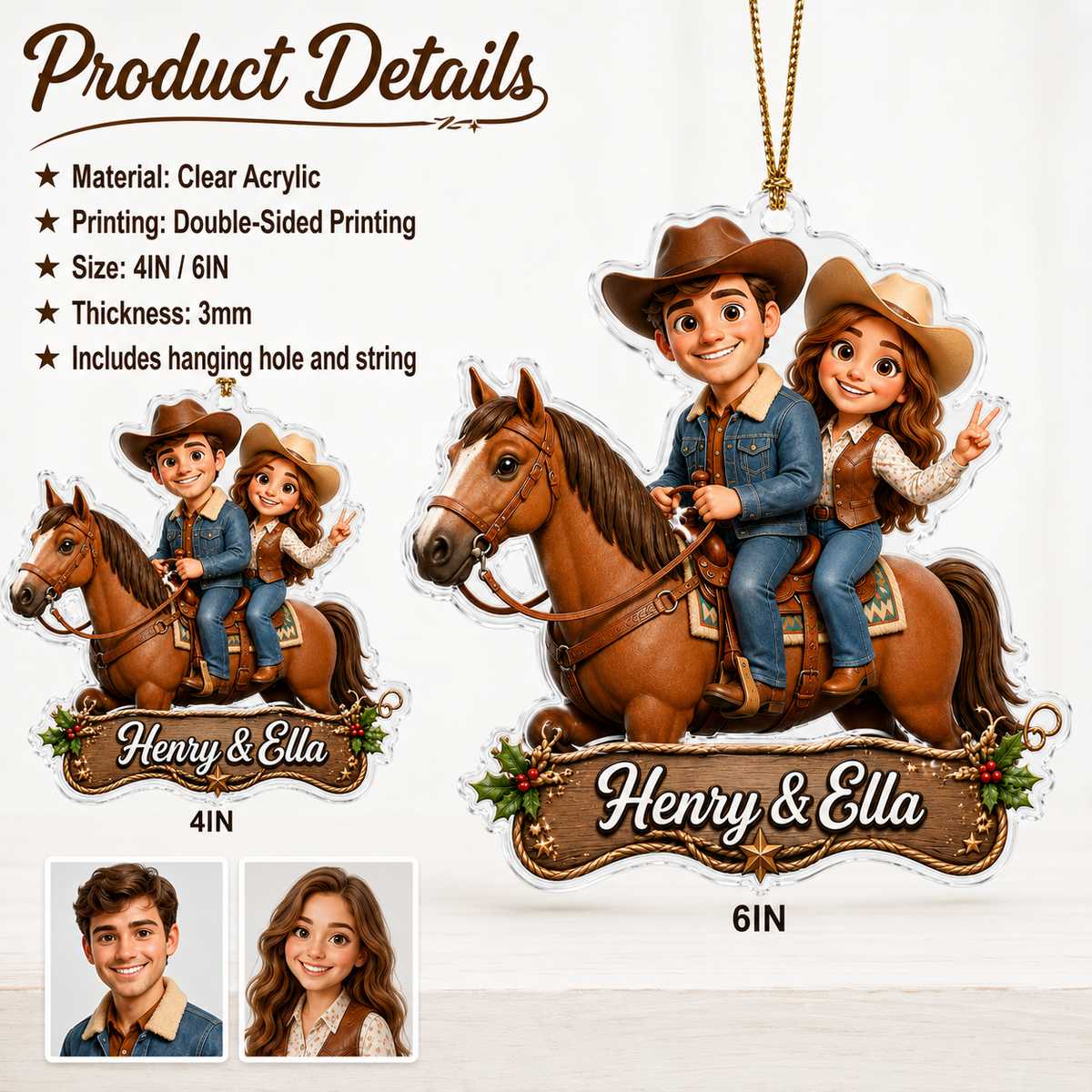 Personalized Boost Western Horse Couple Acrylic