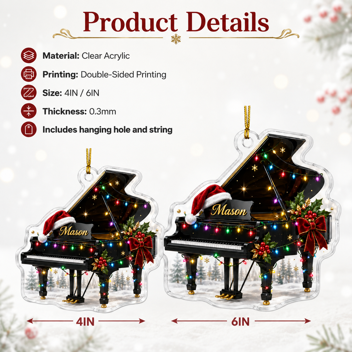 Piano Custome Name Acrylic Style 7