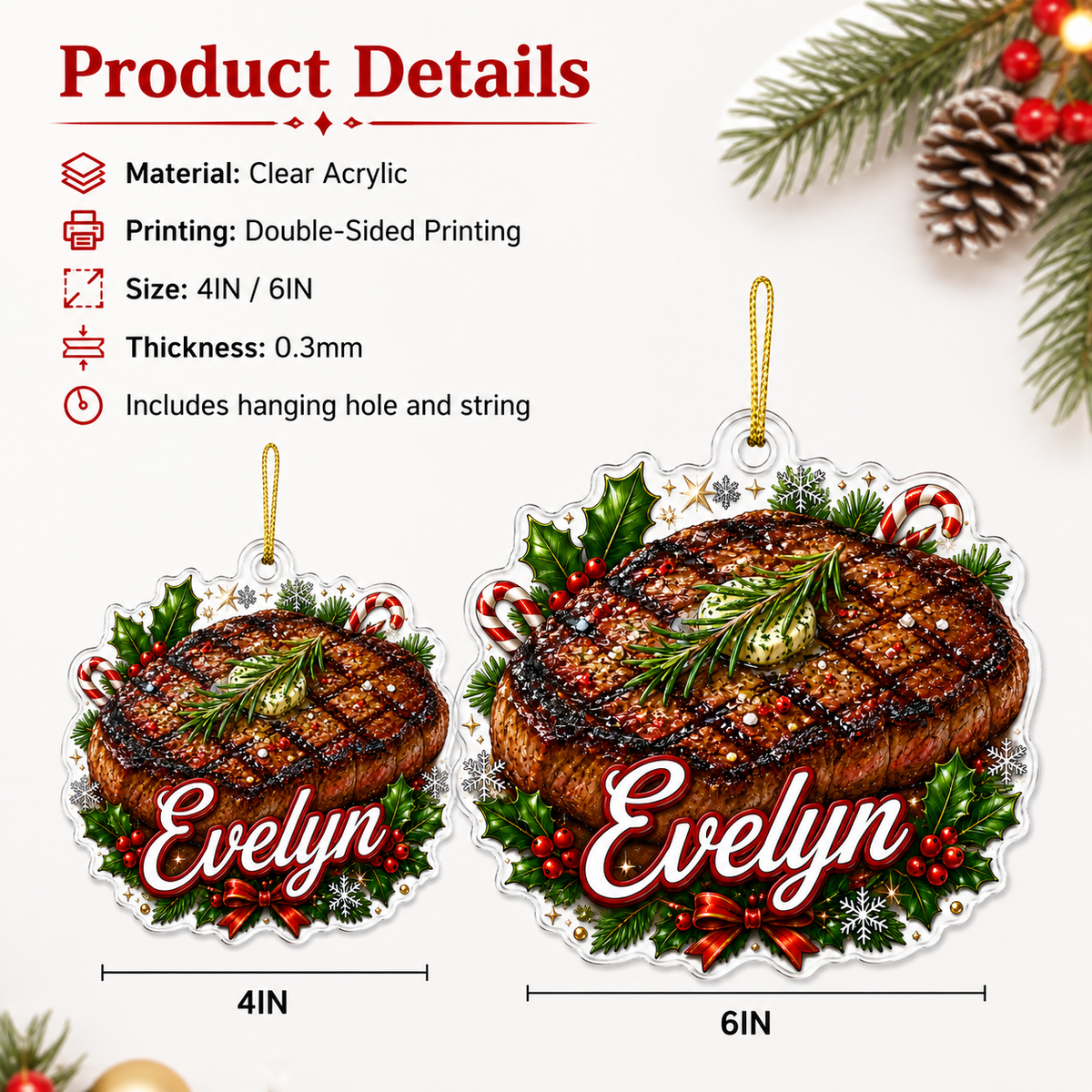 Custom Name Food Acrylic - Grilled Steak