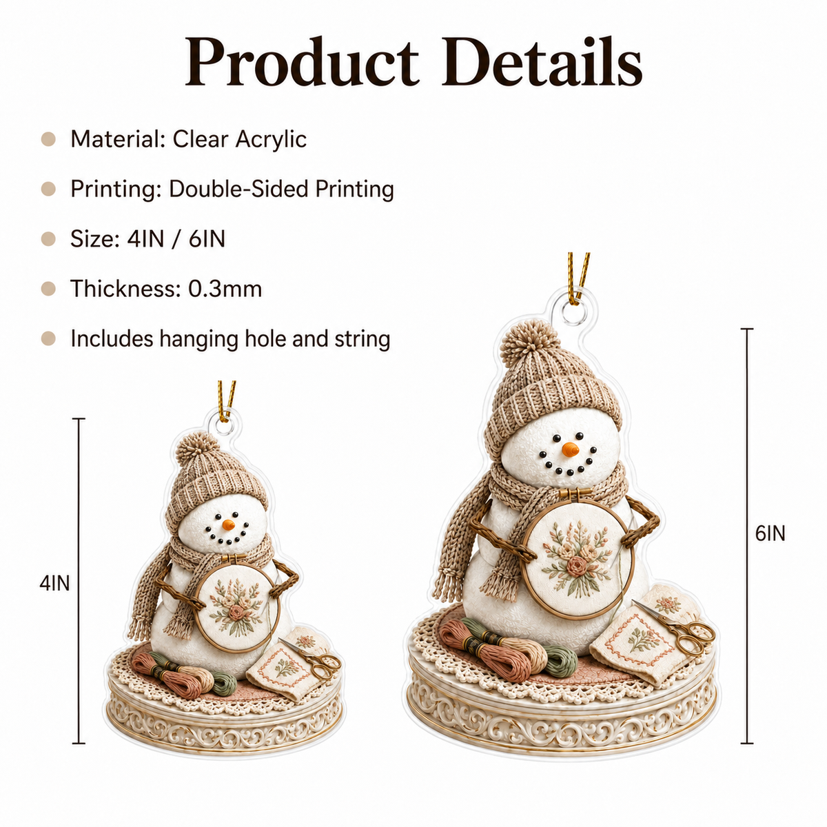 Snowman Hobbies Acrylic Embroidery