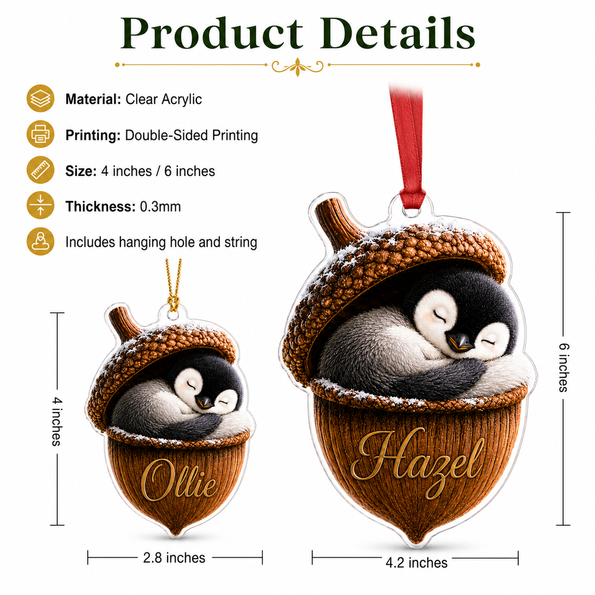 Animal Tree Decor Acrylic Peguin