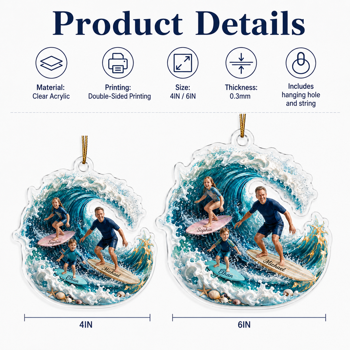 Surfing Personalize Acrylic Family Surfing