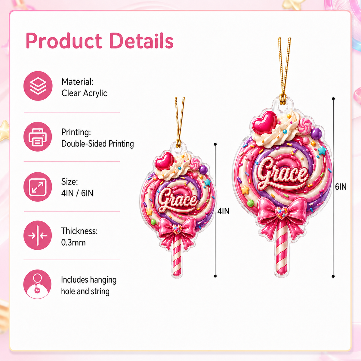 Custom Dessert Lollipop Acrylic