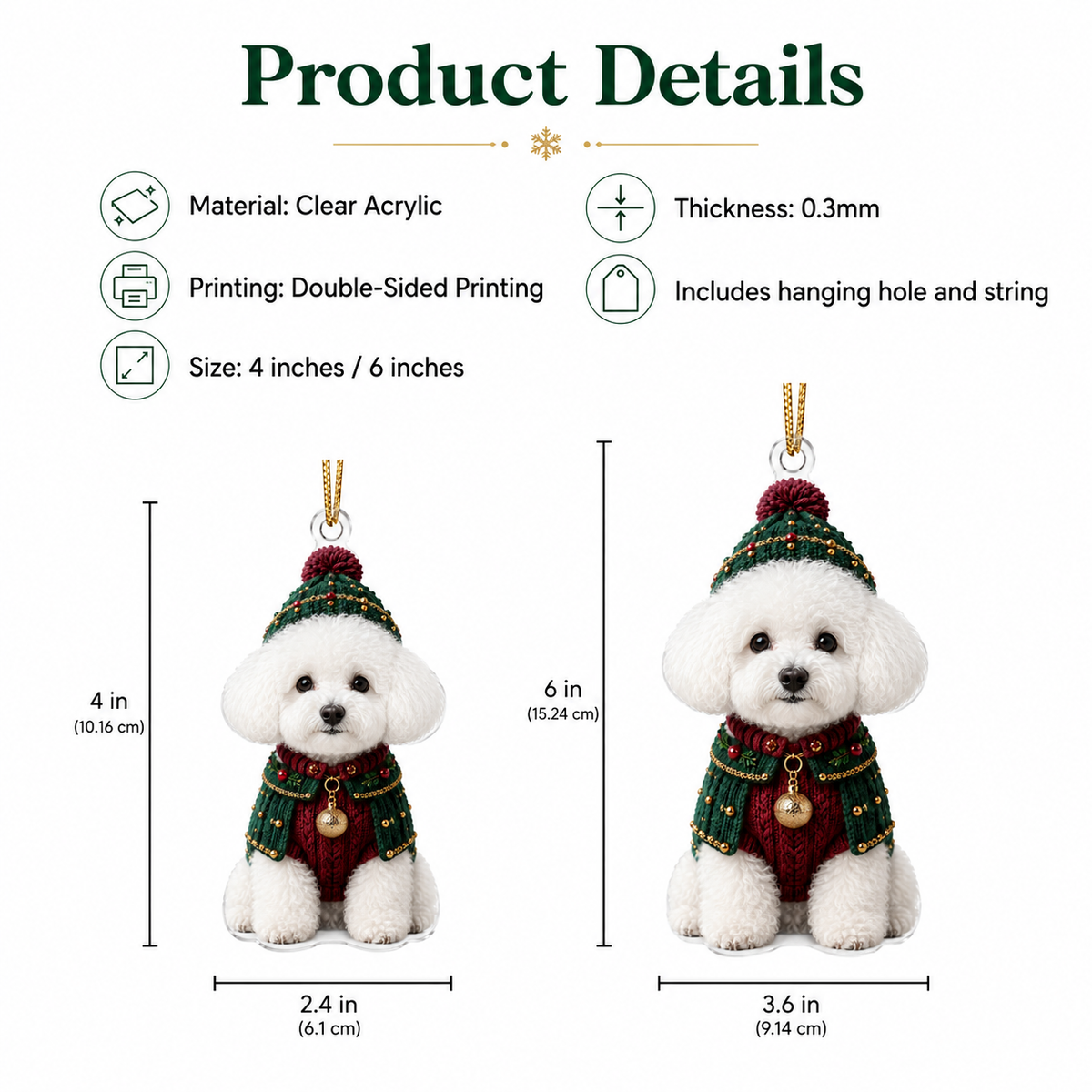 Dog Chrismast With Noel Sweater Bichon Frise