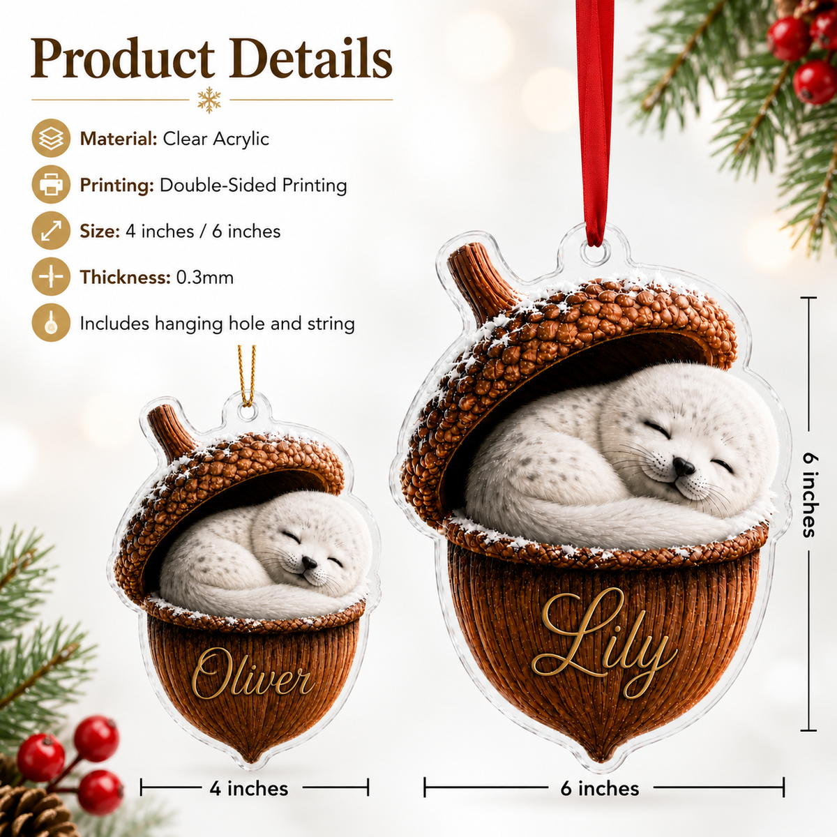 Animal Tree Decor Acrylic Baby Seal