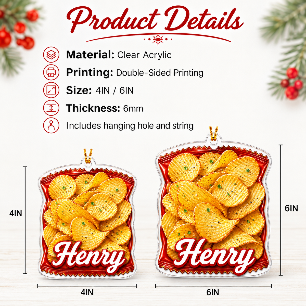 Breakfast Custom Name Potato Chips Acrylic