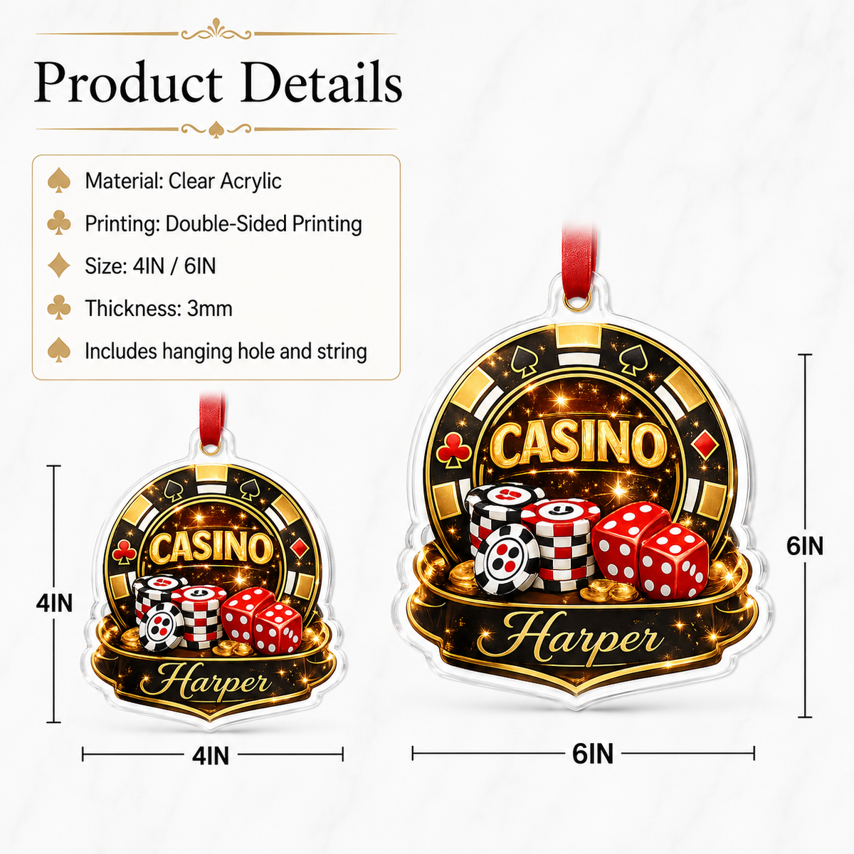 Pocker Custome Name Acrylic Winner Casino