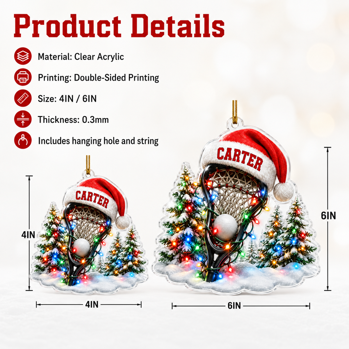 Custom Sports Christmas Acrylic - Lacrosse