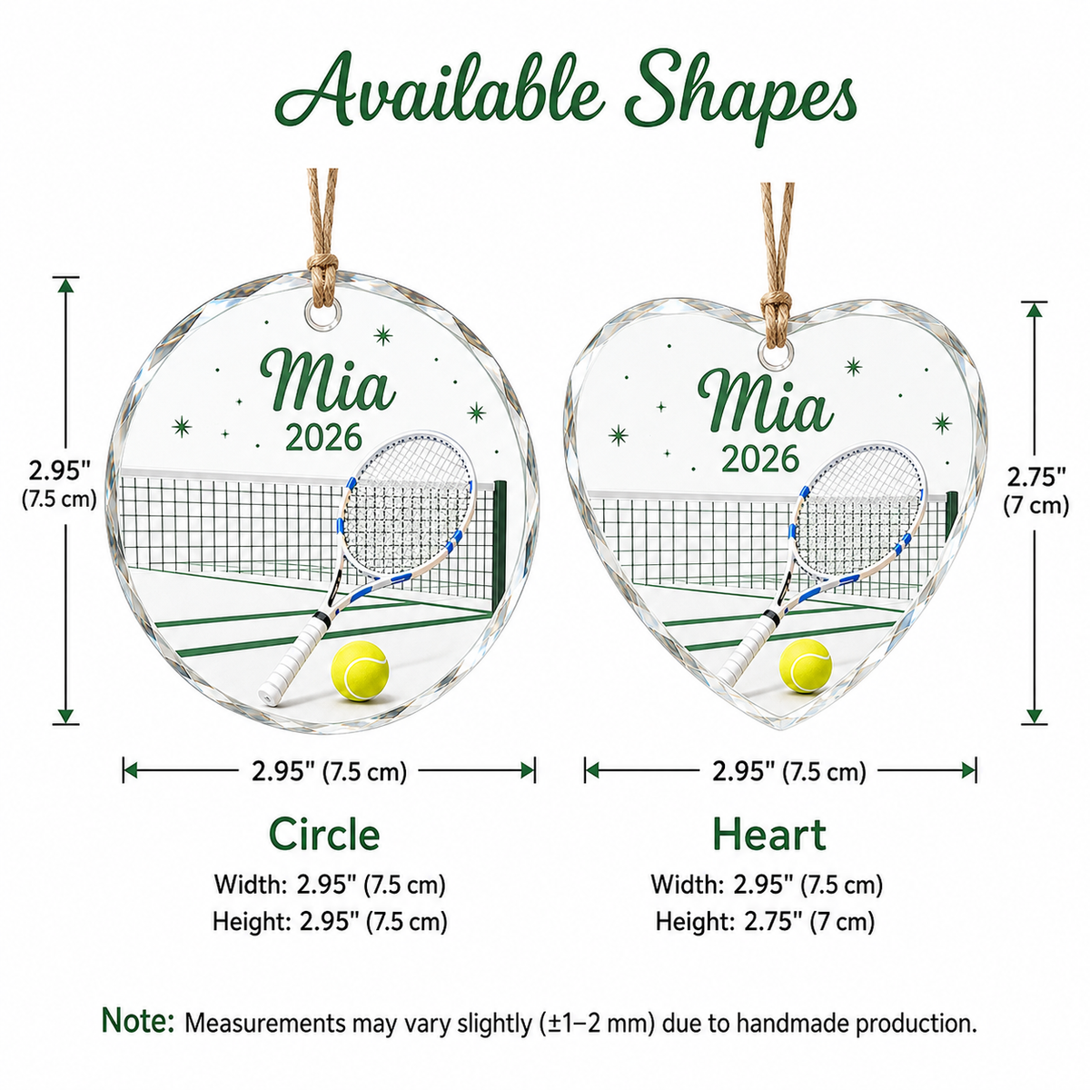 Custom Photo Sport Glass Ornament Tennis Court Racket