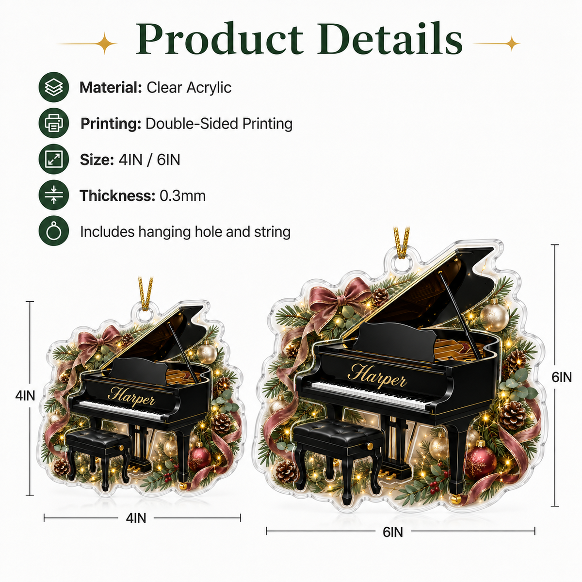 Piano Custome Name Acrylic Style 9