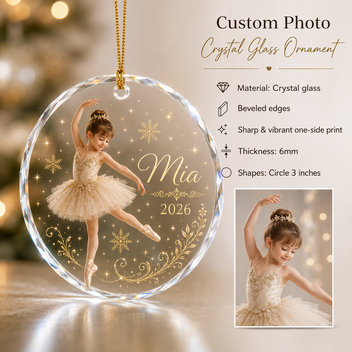 Custom Photo Dancing Glass Baby Girl