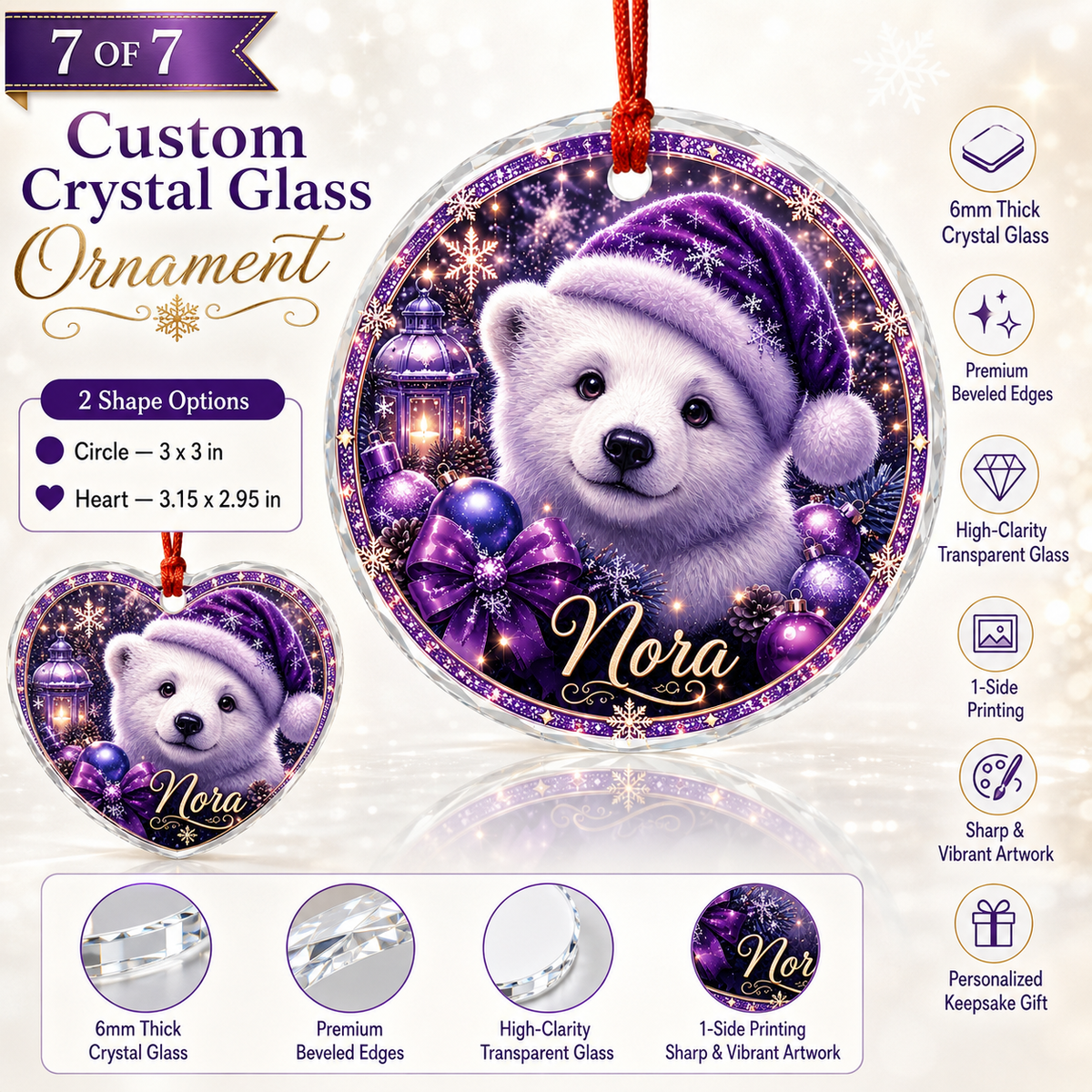 Purple Animal At Christmas Polar Bear