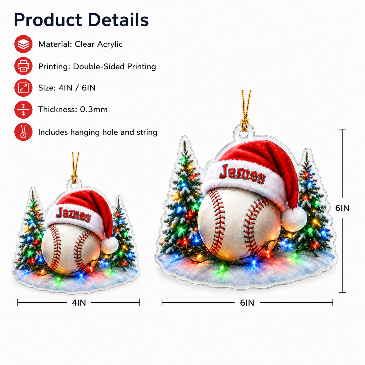 Custom Sports Christmas Acrylic - Basketball