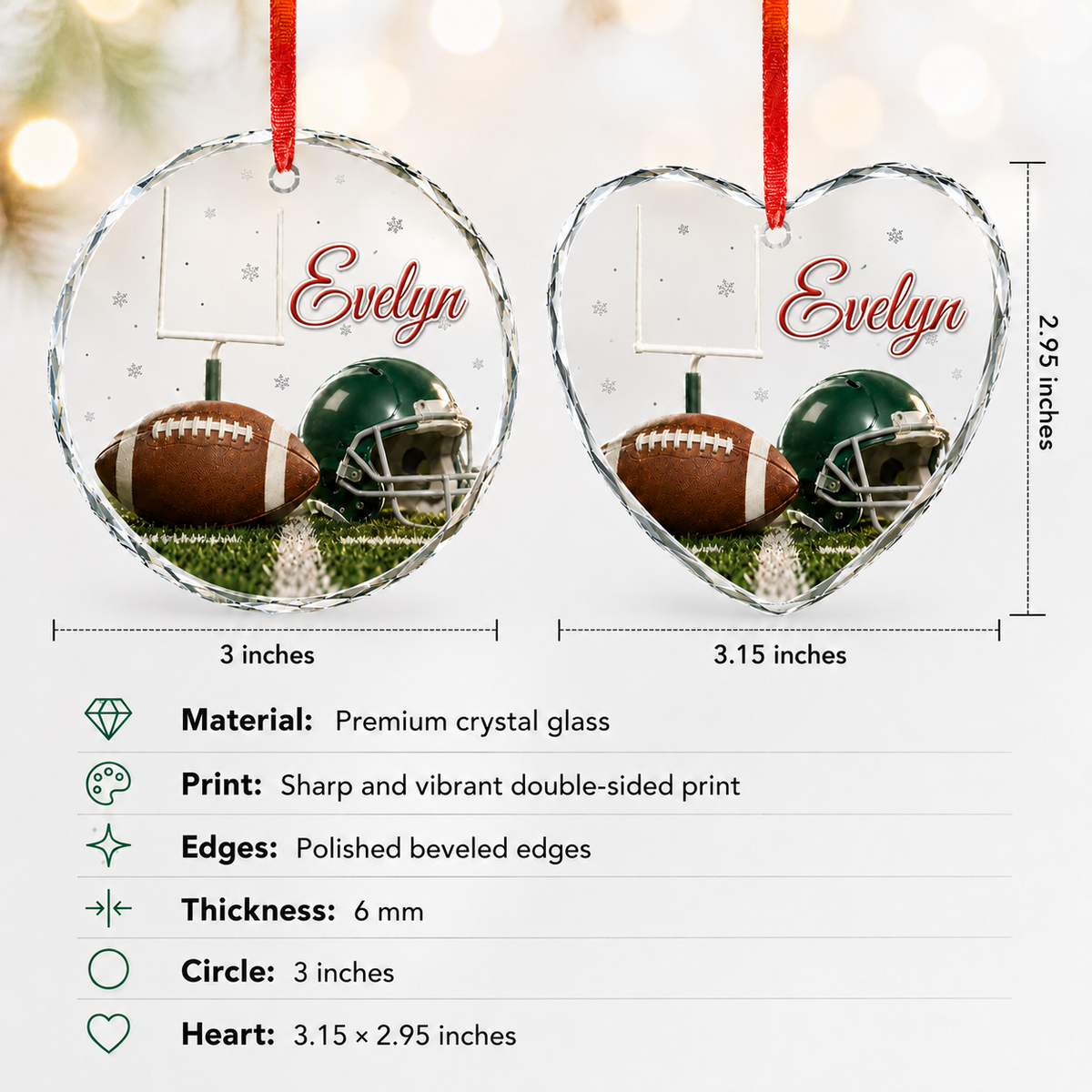 Sports Glass Ornament American Football