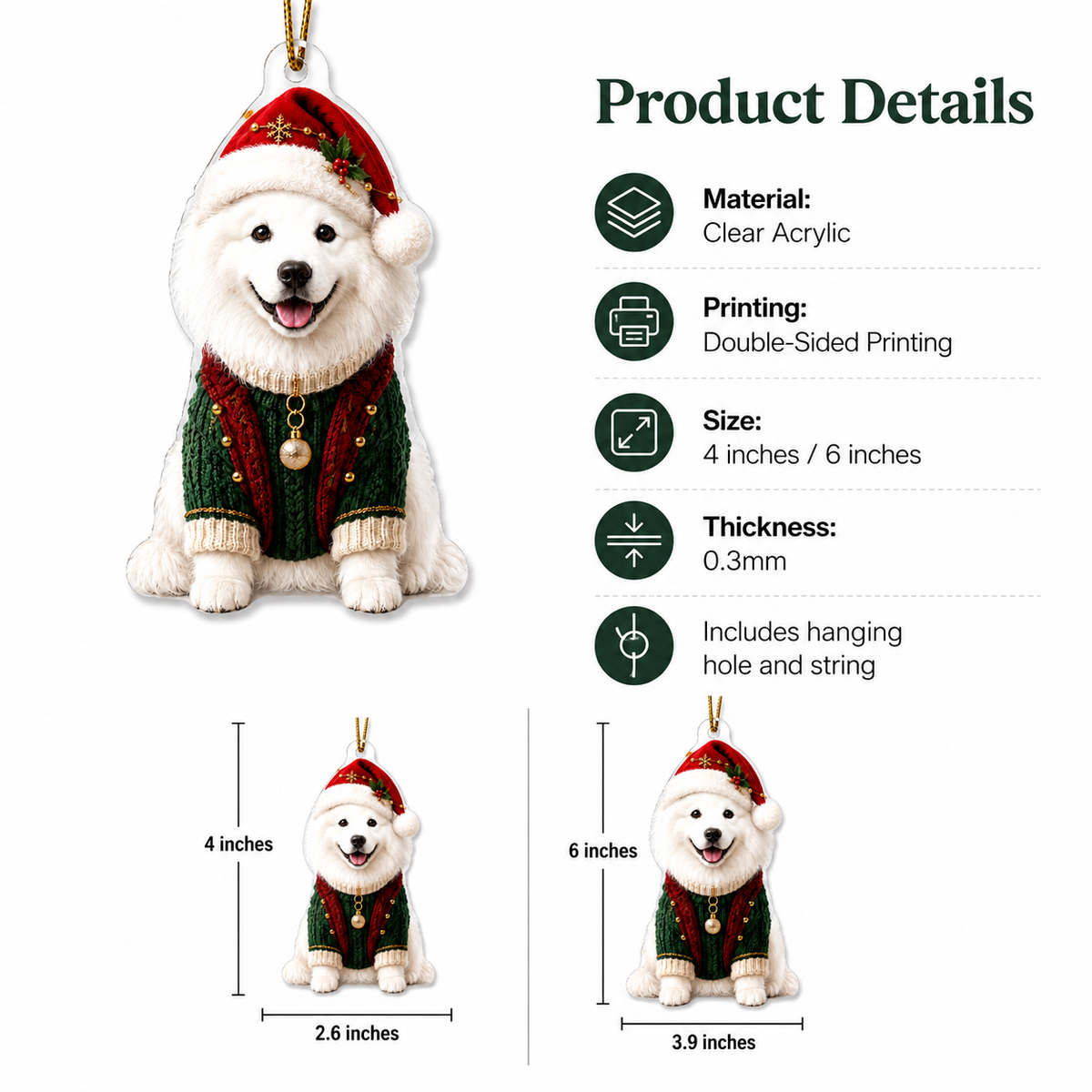 Dog Chrismast With Noel Sweater Samoyed