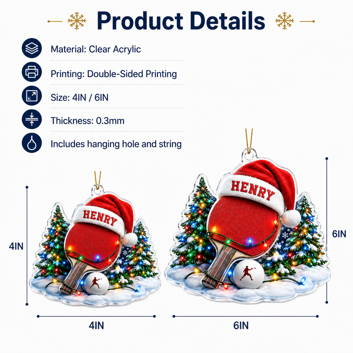 Custom Sports Christmas Acrylic - Table Tennis