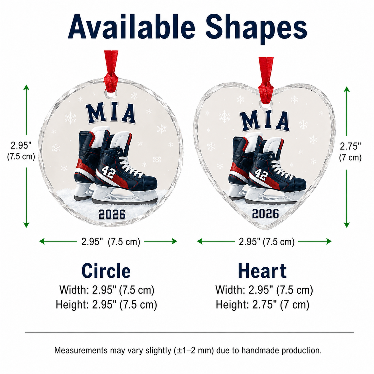 Custom Sport Glass Ornament Ice Hockey Skates