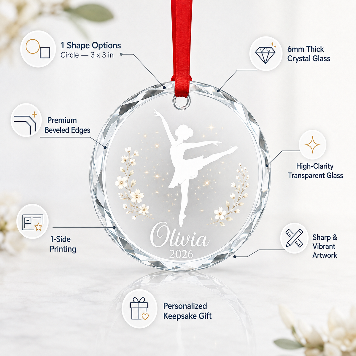 Personalized Dancing Glass Flower Ballerina