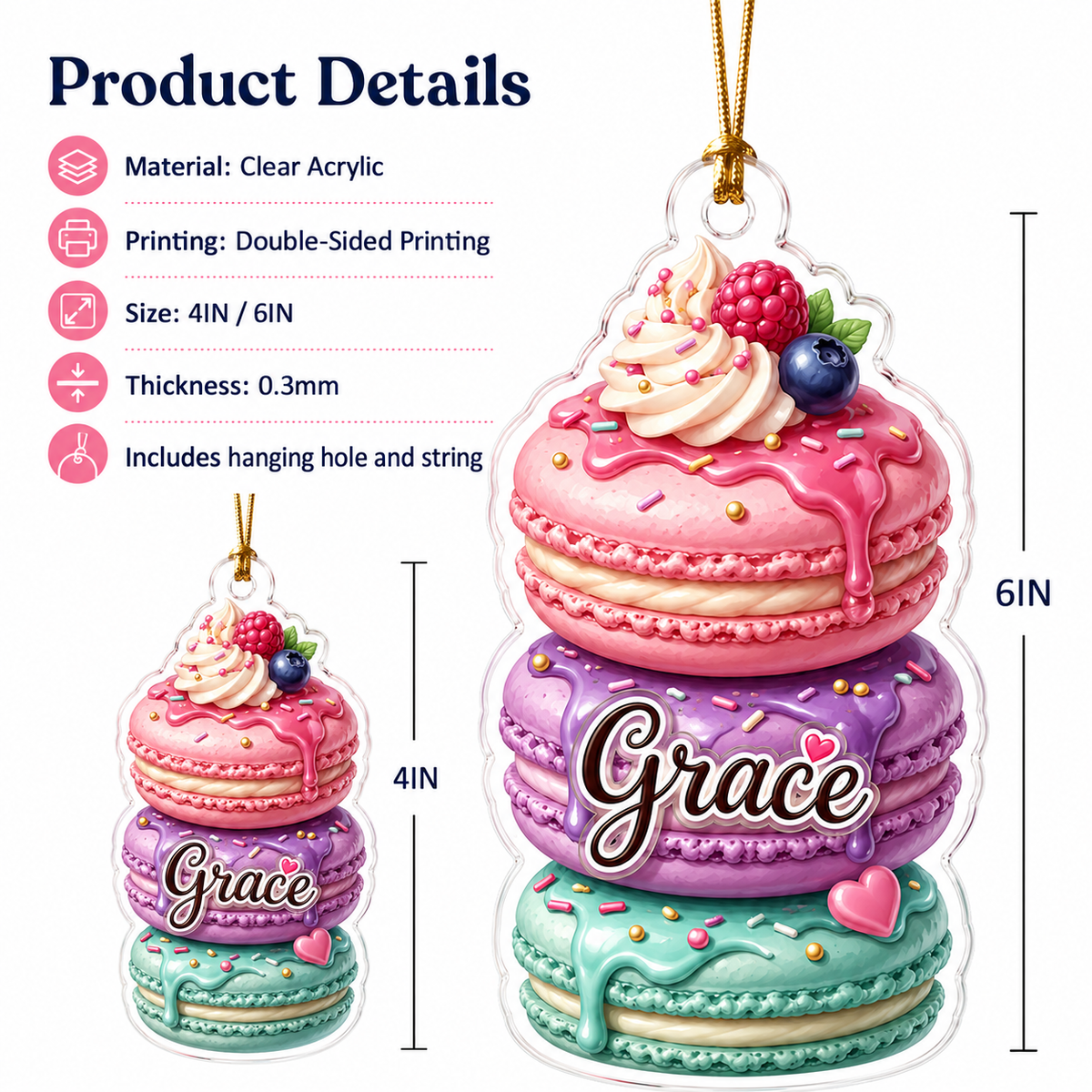 Custom Dessert Macaron Acrylic